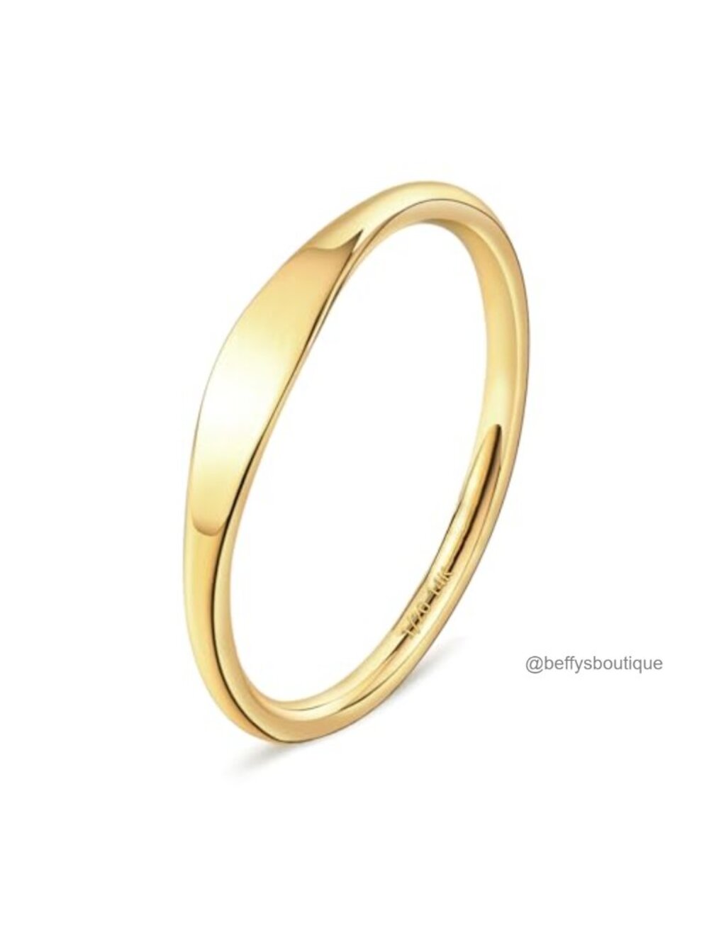 14K Gold Filled Slim Signet Stacking Ring Thin Croissant Pinky Dainty Twisted